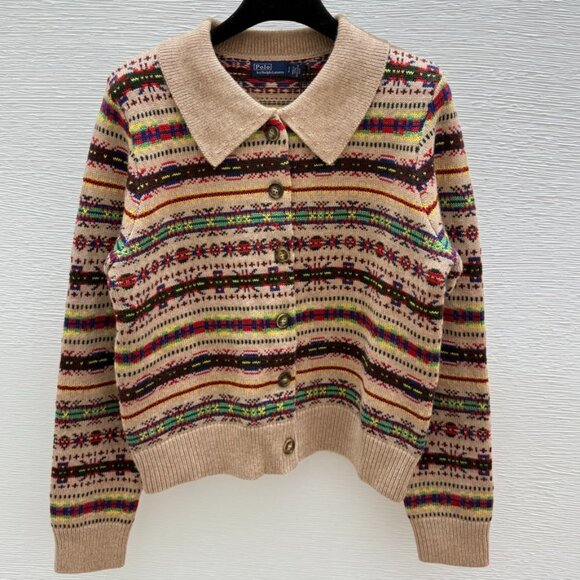 Polo Ralph Lauren Sweaters - Polo Ralph Lauren Color-blocked striped collared knit long-sleeved cardigan